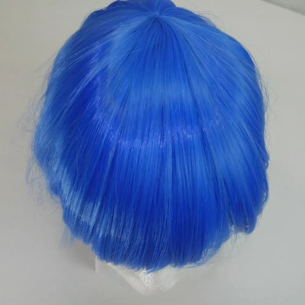 Bright Blue Cosplay Wig – Straight Medium Length with Bangs – Costume Hair